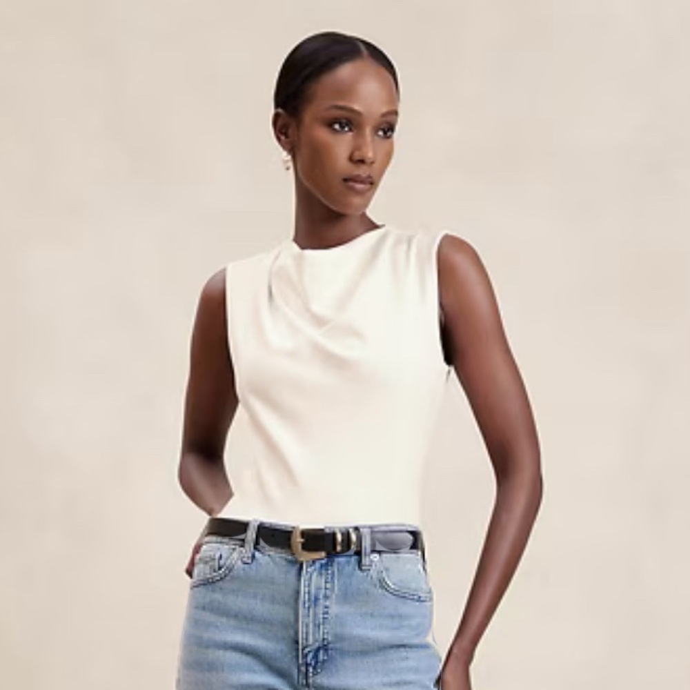 Banana Republic Sleeveless Scuba Cowl Neck Top